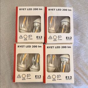 NEW - Lot of 8 Bulbs - IKEA RYET LED Light Bulb Chandelier Clear E12 200 Lumen